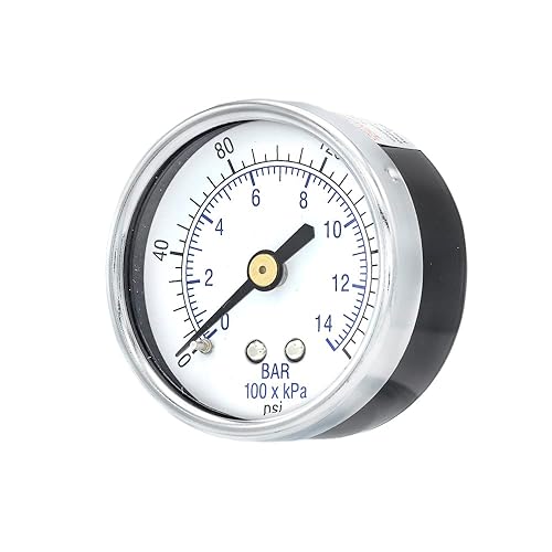 Manómetro de montaje trasero Dry Center con dial de 2 pulgadas, 0-200 PSI, conexión NPT macho de 18 pulgadas, bisel cromado, internos de latón y