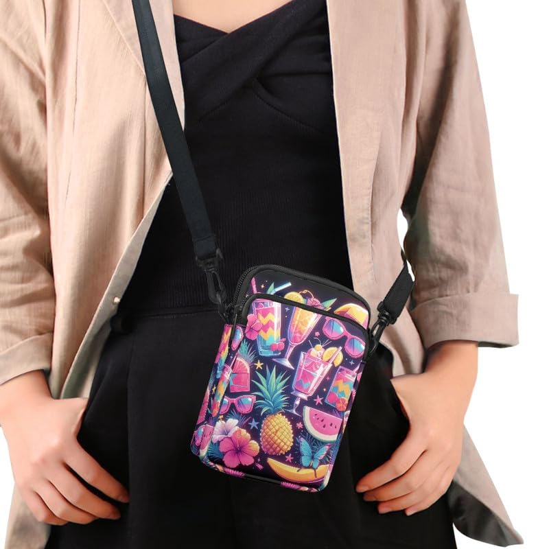 Image of Hawaiian Tribal Small Crossbody Bags for Women Cell Phone Bag Purse, Sea Turtle Zipper Sling Purses Shoulder Bag