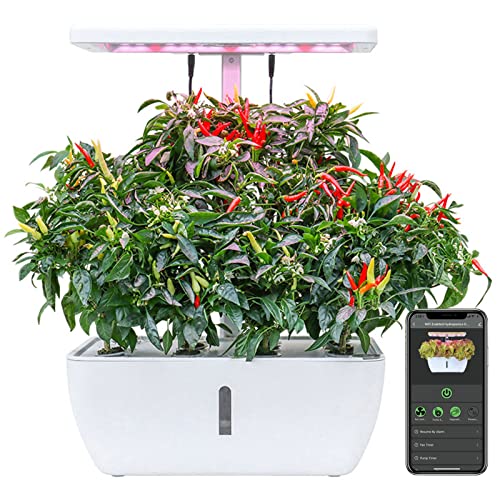 ZPYXBH Huerto Interior De Cultivo Hidropónico, Sistema De Cultivo Hidroponico con Luz De Crecimiento LED De Espectro Completo, Jardín Interior con 12 Vainas, Temporizador Automático, Altura Ajustable