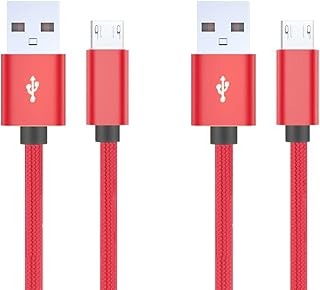 Micro USB Charger Cable [2-Pack, 3.3ft+6.6ft] Android USB to Micro Cable Android Charger Cable Nylon Braided Fast Charging Cable Compatible for Samsung Galaxy S7 Edge S6 S5, Note 5, LG G4, HTC- Red