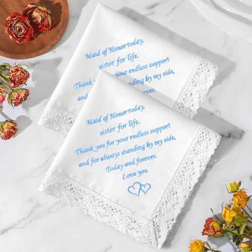 Image of HOULIFE Wedding Handkerchiefs for Bride Something Blue Bride Groom Gift