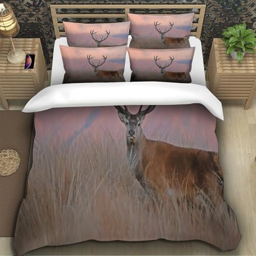 Housse de couette cerf 3D imprimée faune sauvage nature double - 5
