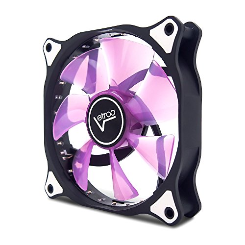 Vetroo 120Mm Purple 15-Leds Cooling Fan For Computer Pc Cases, Cpu Coolers And Radiators, 2-Pack #TOP2