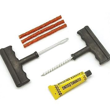 DELHI TRADERSS Tubeless Tyre Full Set with Nose Pliers, Cutter, Rubber Cement, Extra Strips for Cars, Bikes Puncture Repair Kit.