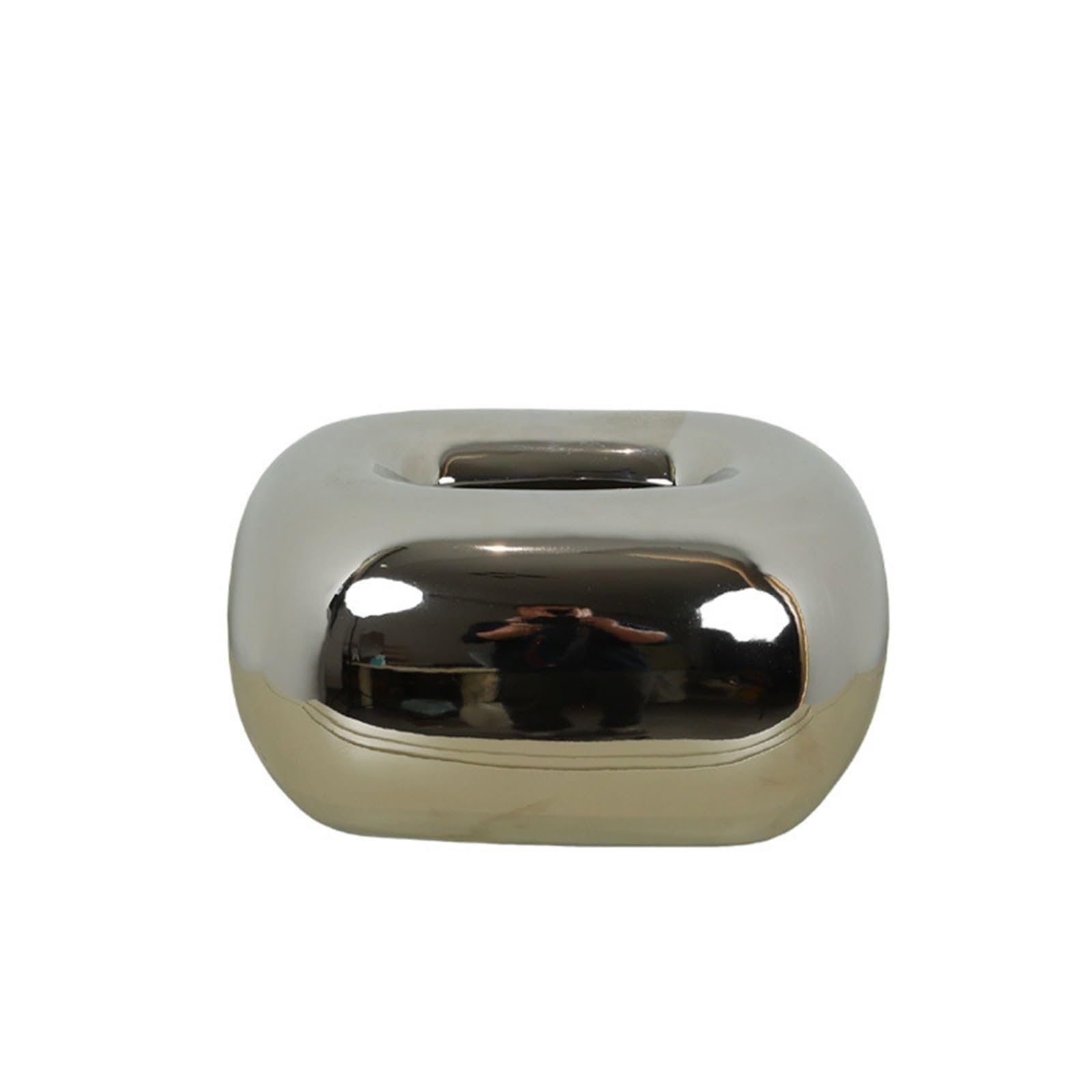 Tissue Case Modern Ceramic Household Tissue Box Creative Dining Table Storage Napkin Facial Dispenser Ornaments Tissue Dispenser(Silver)