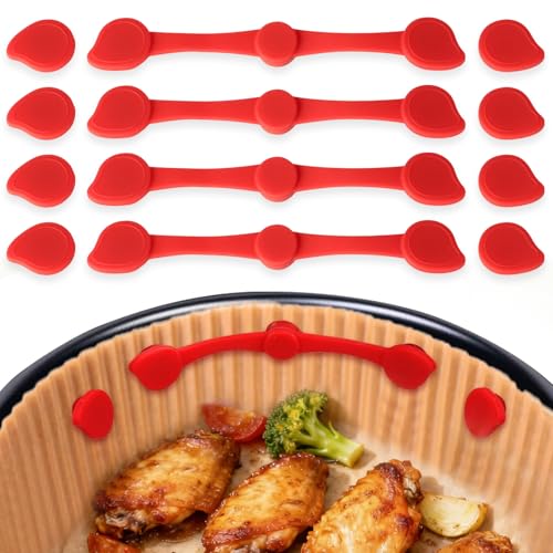 VINATO 12 Pezzi Magneti Friggitrici ad Aria, Fibbia magnetica in Silicone, Magnetica per Fissare Carta, Resistente al Calore Accessori da Cucina per Cucinare Cuocere Nelle Friggitrici ad Aria (Rosso)