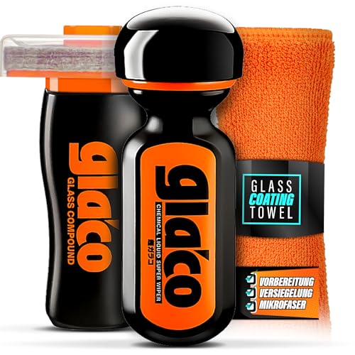 Auto Scheibenversiegelung Set | Soft99 Glaco Glass Compound Roll On Tiefenreiniger + Ultra Glaco Versiegelung | effizienter Regenabweiser für Autoscheiben bis zu 12 Monate | Nano Glasversiegelung