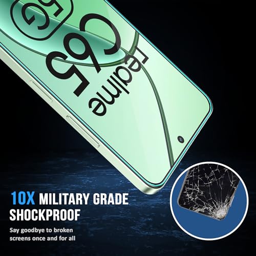 Image of ArmourPro Military Grade Gorilla Tempered Glass Compatible For Realme C65 and Narzo N65 (6.67 Inch) With Easy Installation Kit for Smartphone| Edge To Edge Coverage | Black, Pack of 2