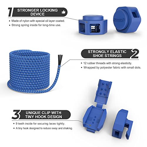 Image of HOMAR Elastic Shoe Laces Stretch No Tie Shoe Laces for Kids and Adults Tieless Shoelaces for Sneakers Elastic Laces (70.8 inch)