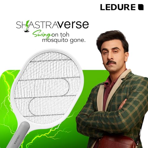 Image of Ledure DC Shastra Mosquito Bat | Rechargeable Mosquito Killer Racket with USB Type-C | Large Net Area | 6 Months Warranty | 2X Fast Charging | Mosquito Killer Racquet & Fly Swatter | Pack of 1