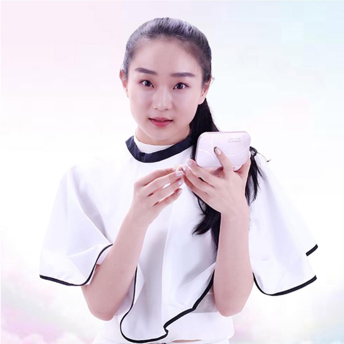 Lurrose White Hairdressing Cape with Spinning Material, Moderate Thickness, Prevents Broken Hair Falling into Clothes, Upscale Styling Cape for Salon and Home Use
