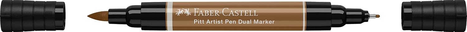 Faber-Castell Art & Graphic Pitt Artist Pen Dual Marker India Ink, Raw Umber, Single Pitt Pen, For Art, Craft, Drawing, Sketching, Home, School, University, Colouring