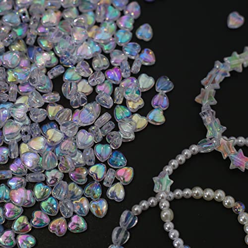 HERZWILD 800 Pcs Clear Heart Plastic Beads for Jewelry Making - Heart Shape, White, White Heart, Klein - Image 3