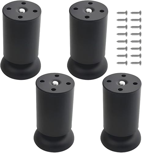 Paquete de 4 patas ajustables de metal para muebles, patas redondas de acero inoxidable para gabinete, sofá, mesa, patas de cocina de repuesto (4