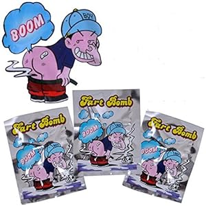 Futaba Fart Bomb Bags Stink Bomb Smelly Funny Gags, Silver- Pack of 3