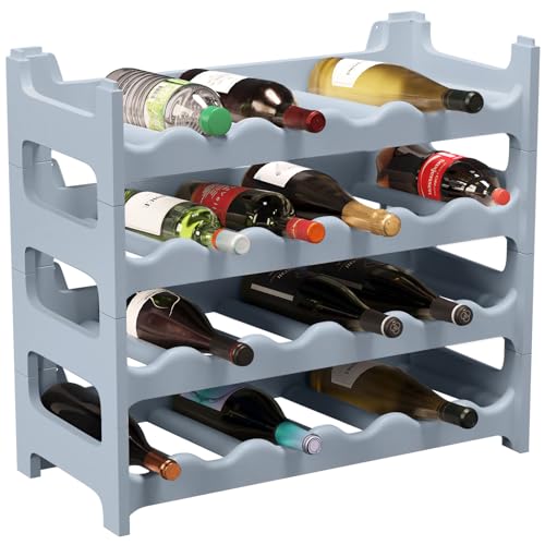 ARTECSIS Casier à Bouteilles, Étagère à Vin pour 24 Bouteilles, Plastique Gris Béton, Hauteur de 54 cm