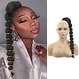 Drawstring Ponytail Bubble Extension Braid, Long Curly African Bubble Braided Ponytail, Puffy Cute...