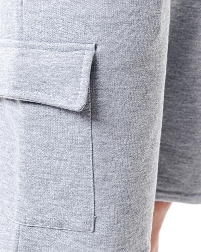 Bermuda Moletom Masculina Cargo Casual, Academia, Polo Marine (GG, Cinza claro)