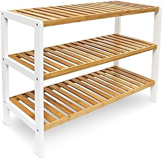 woodluv 3 Tier Bamboo Shoe Rack Storage Stand Shelf Organizer Furniture 70x26x55cm