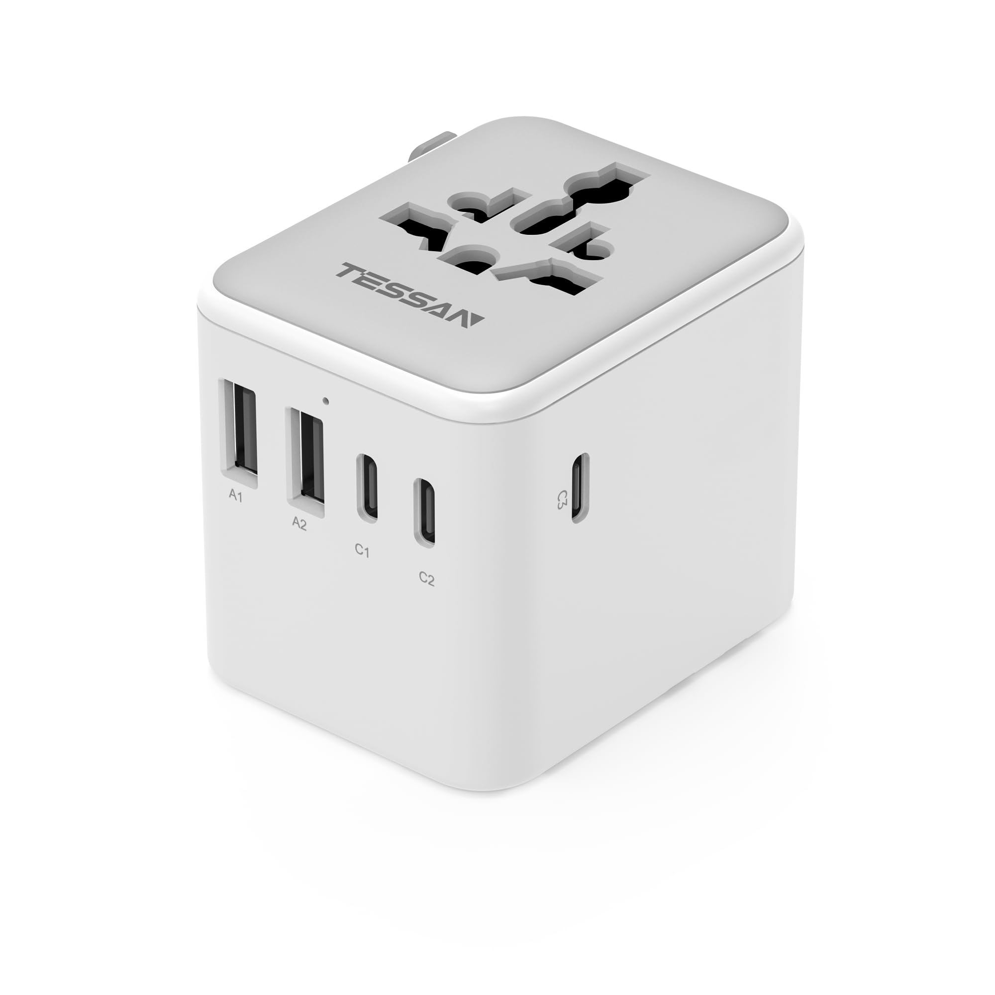 TESSAN Universal Adapter, Worldwide Travel Plug Adaptor with 2 USB A and 3 USB C Ports, International Travel Adapter for EU, UK, USA, AU, Power Socket Charger for Multi Countries