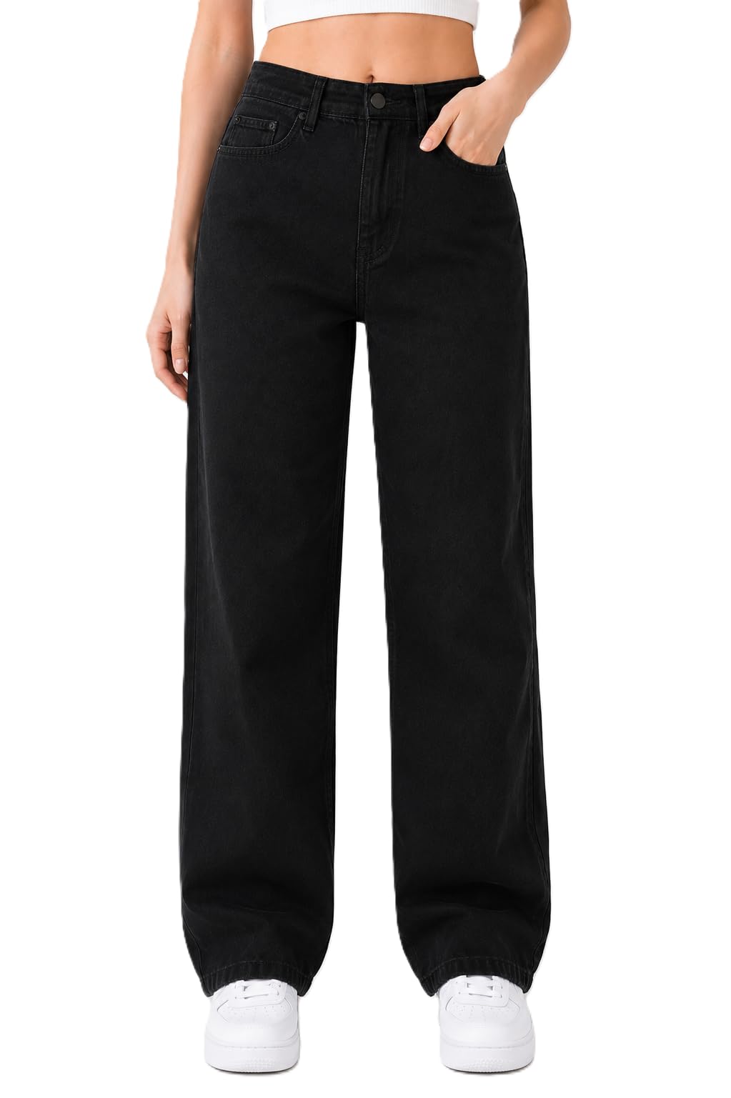 Women Straight Fit Jeans High Rise | High Waist Black Denim Jeans-image-33