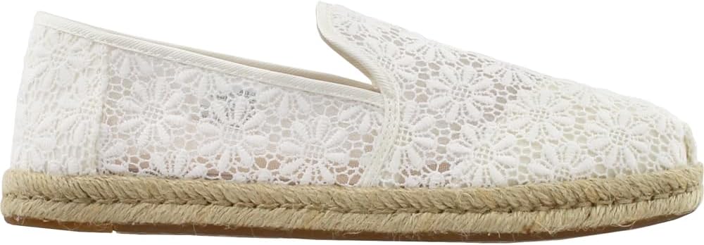 TOMS Womens Alpargata Floral Lace Slip On Flats Casual - White 6 Natural Floral Lace