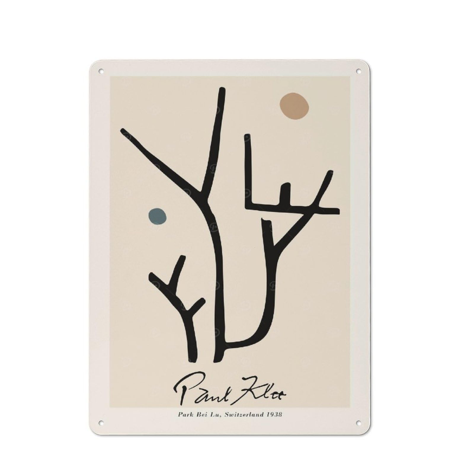 Junmoney Style-11 Vintage Tin Sign 40X30cm With Paul Klee Abstract Nature For Garage Or Workshop, For Metal Sign Collectors, For Cafés, Pubs And Restaurants