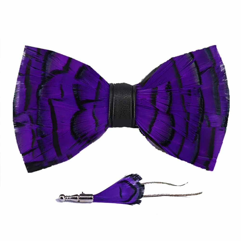 canjoyn Pre-tied Peacock Bowtie Brooch Set Feather Bow Tie Necktie with GIFT BOX for Any Special Occasion