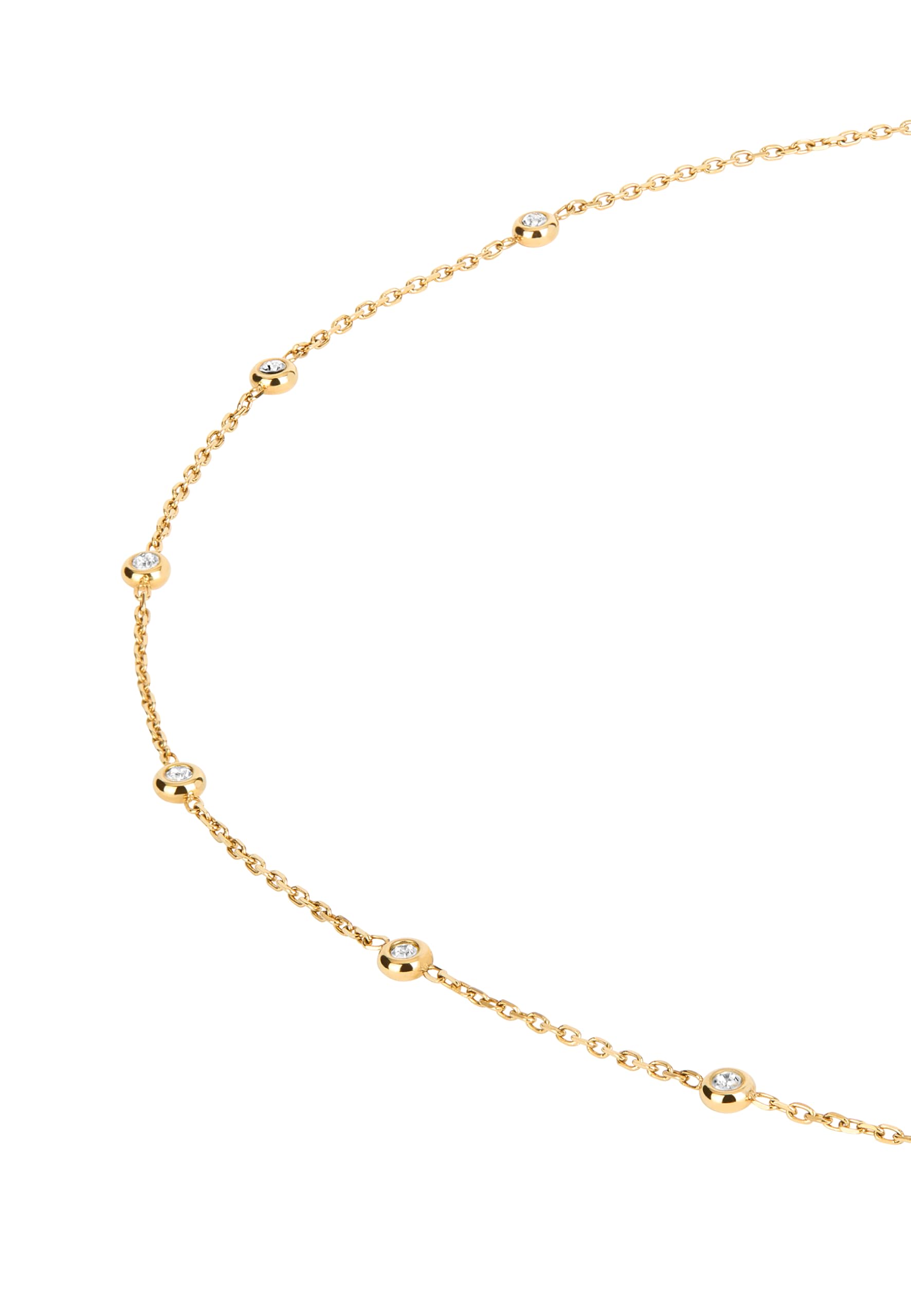 Breil, Collezione Moonlight, Collana Donna in Acciaio IP Gold Lucido, con 8 Inserti in Cristallo, Chiusura Regolabile, Lunghezza fino a 45 cm, Idea Regalo Donna