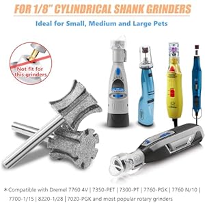   Dog-Nail-Grinder-Bits-Fast-Cooling-Tips-with-Anti-Clogging-Diamond-Dog-Nail-Grinder-Sawtooth-Head-for-Claw-Care-Grooming-18-Dremel-Sanding-Drums-Replacement-for-Anxious-Dogs-SuperC-120-3P
