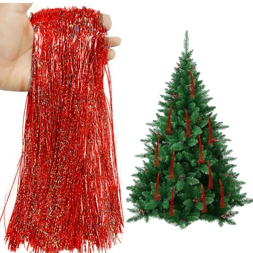 Lametta Weihnachtsbaum Rot,Tannenbaum Deko Weihnachten Party...