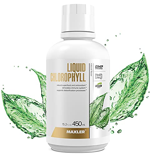 Maxler Chlorophyll Liquid Natural Flavor - Internal Deodorant for Body Odor & Bad Breath Supplement - Vegan Liquid Chlorophyll - 132 mg of Chlorophyllin per 1 Serving (15 Servings) - 15.2 fl oz