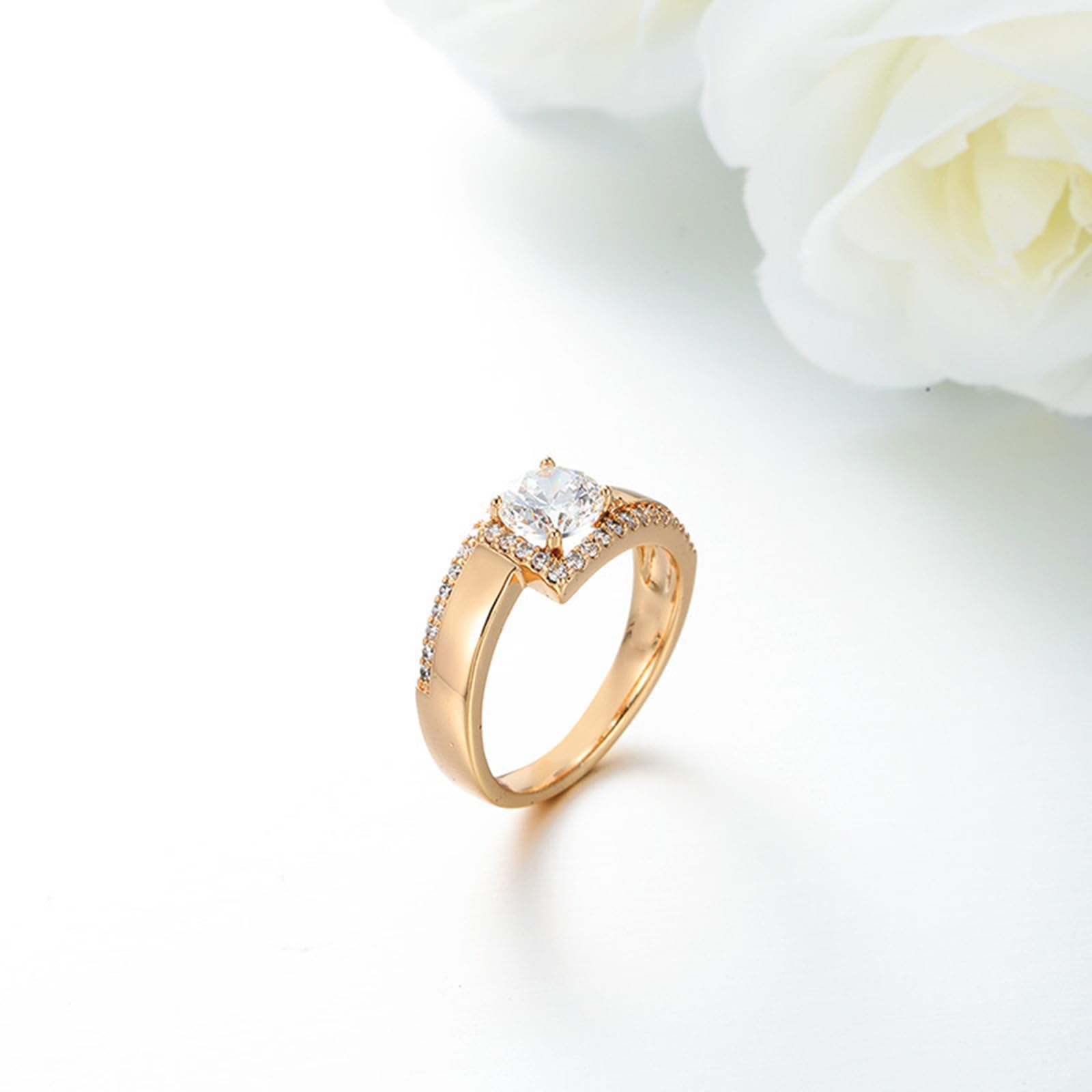 Anello Promessa Di Matrimonio Donna, Semplice anello di fidanzamento in moissanite per donna in Oro Rosa