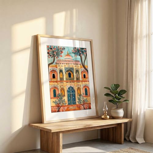 Image of kotart Madhubani Art Wall Painting Traditional Home Decoration With Frame For Living Room Bed Room Hotel Wall Decor Digital Reprint (19x25 inch)