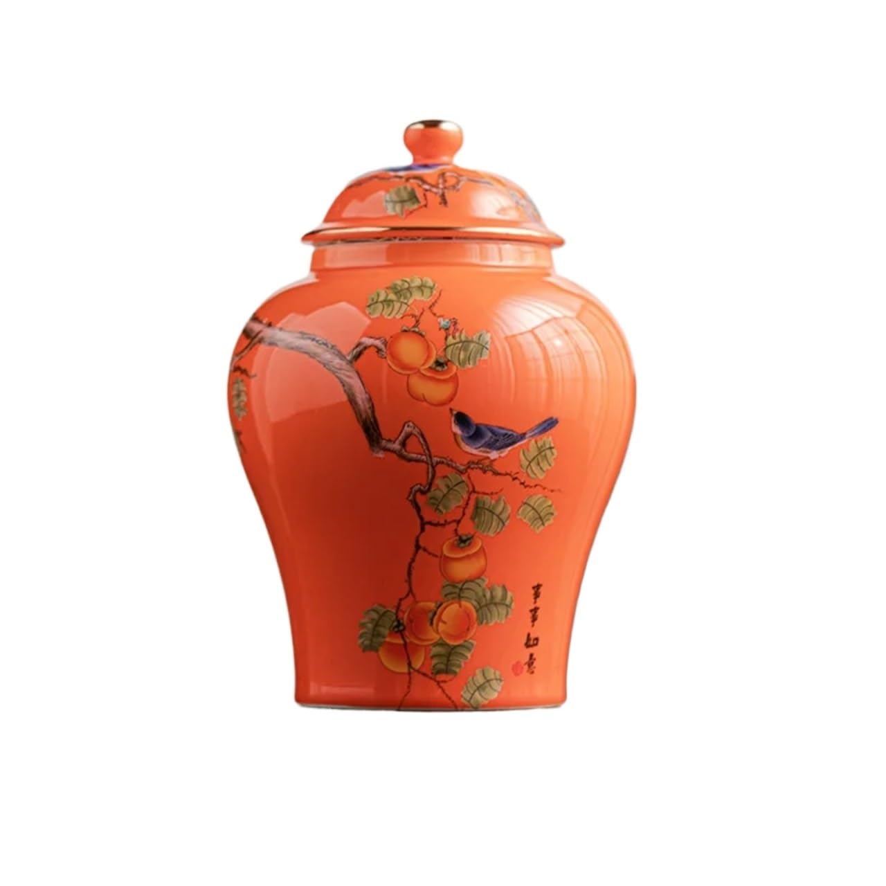 Tarro de Té de Cerámica Almacenamiento sellado del ornamento de la sobremesa tarro té cerámica bobina floral planta(D)
