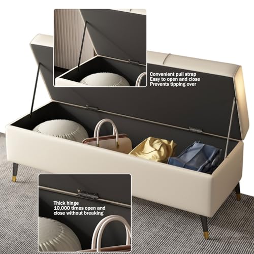 Solution d'assise polyvalente avec coffre de rangement en cuir et pieds - 4