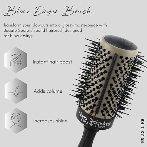 Image of Beaute Secrets Super Gentle Round Brush for Blow Out - Salon Quality Hair Brushes for Women - Roller Brush for Blow Drying - Wet and Dry Hair Styling - Volumizing Hair Care Blowout Brush, 53mm
