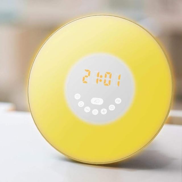 FM Radio Alarm Clock Simulation Sunrise Sunset Nature Wake up Light Colorful Atmosphere LED Night Light Table lamp Alarm Clock