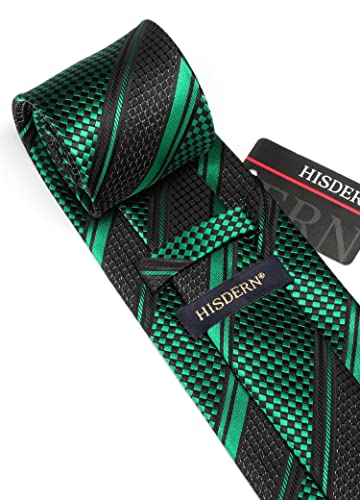 Image of HISDERN Stripe Tie Mens Ties with Pocket Square Set Classic 3.4'' Silk Formal Necktie Handkerchief for Business Wedding