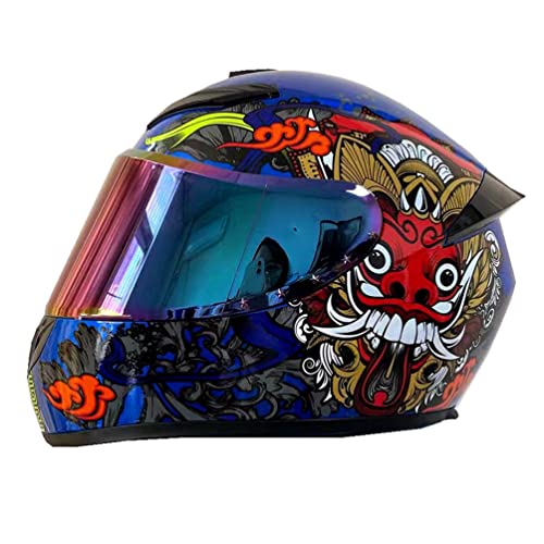 Casco de Moto Integral Certificado ECE Adultos Hombres y Mujeres Cara Integral Moto de Calle Casco Protector de Carreras Casco Scooter Casco de Moto Integral Cover