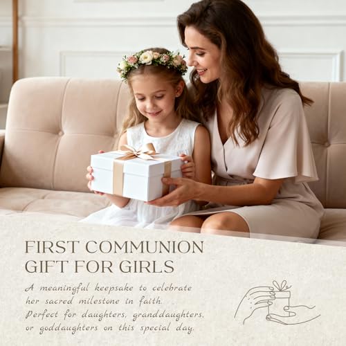 Formiele First Communion Gift for Girls&mdash;8.3'' First Holy Communion Girl Figurine with Keepsake Box, Thoughtful Catholic Gift for Daughter, Granddaughter, or Goddaughter, Meaningful Christian Present