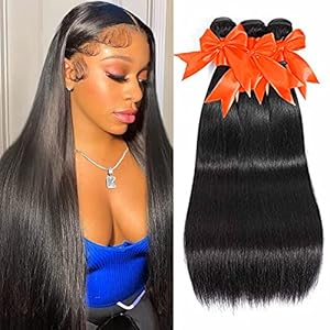 10A Human Hair Bundles 16 18 20 Inch Straight Bundles Human Hair 100% Unprocessed Brazilian Virgin Weave 3 Bundles Double Weft Raw Remy Hair Bundles Deals