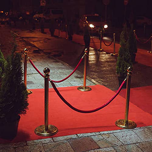 Czwestc 2 Pcs Red Velvet Stanchion Rope, Crowd Control Rope Barrier With Polished Gold Hooks, Thick Stanchion Queue Barrier Rope Velvet Rope For Red Carpet Events, Car Shows, And Upscale Affairs. #TOP5