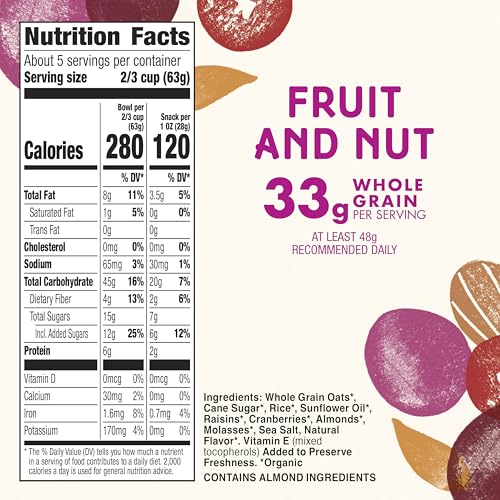 Image of Cascadian Farm Organic Granola,Fruit and Nut Cereal,Resealable Pouch,11 oz,(Pack of 4)