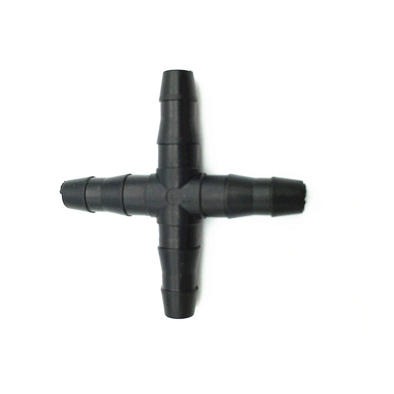 Garden Plumbing 300 Pcs Cross Straight Pipe for 4/7mm Hose 1/4' Barbed Connector, Threaded Garden Greenhouse Irrigation Pipe Fitting