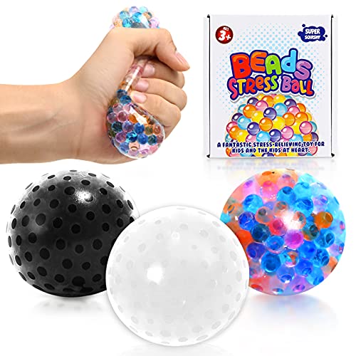 Anti Stress Water Beads Squeeze Balls for Kids and Adults, 3-Pack Sensory Stress Tool to Relieve Anxiety and Improve Focus, Soft Fidget Novelty Hand Grip Pressure Ball (Beads Balls BWC) Anti Stress Water Beads Squeeze Balls for Kids and Adults, 3-Pack Sensory Stress Tool to Relieve Anxiety and Improve Focus, Soft Fidget Novelty Hand Grip Pressure Ball (Beads Balls BWC)