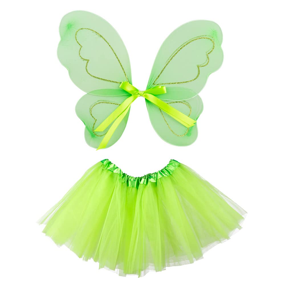 Boland 52872 Forest Fairy Costume Set, 2-Piece Set, Wings and Tutu in Light Green, for Children, Tulle Skirt, Fairy Tale, Elf, Butterfly, Costume, Fancy Dress, Carnival, Nursery, Theme Party