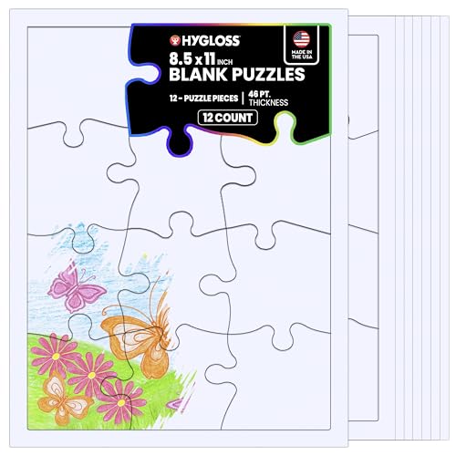Hygloss 12 Blank Jigsaw Puzzles– 8.5 x...