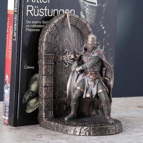 Veronese Design WU76972A4 7 5/8 Inch Maltese Crusader Armored Knight Guarding Door Decorative Bookend Cold Cast Resin Bronze Finish Sculpture Statue thumb #3