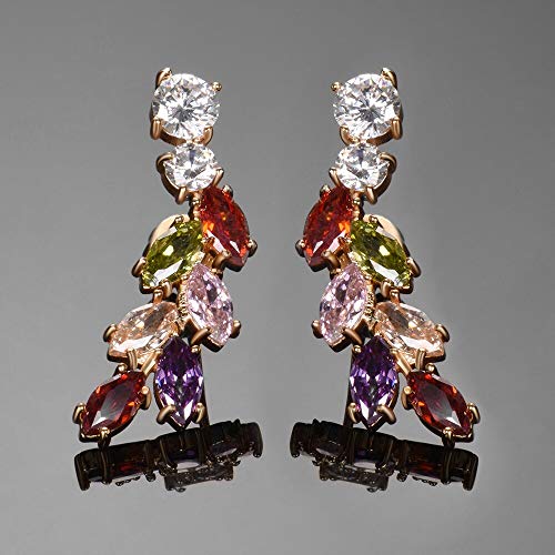 Pendientes de uva de cristal multicolor con topacio arcoíris 4